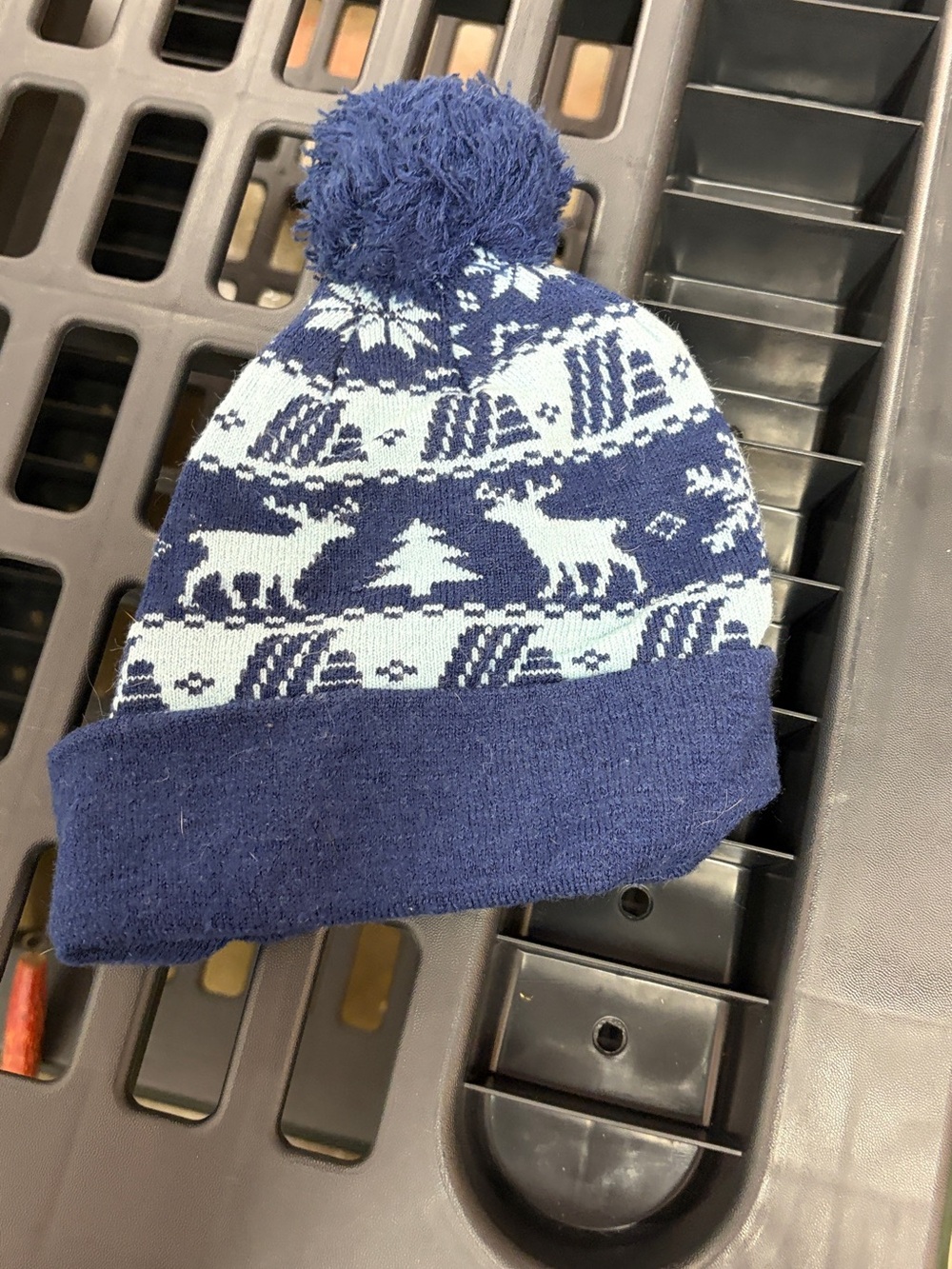 Navy Blue Pom Pom Winter Beanie - Unbranded